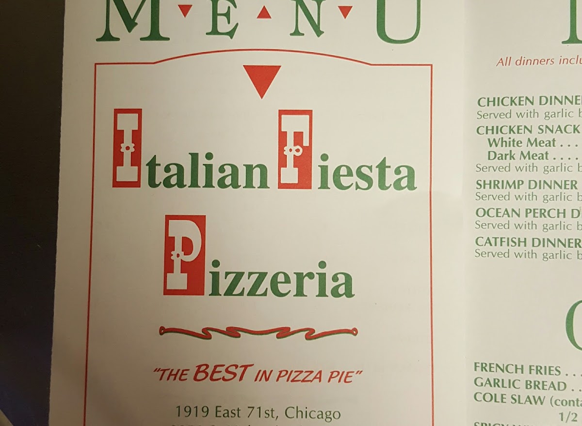 Italian Fiesta Pizzeria Menu - Image 2