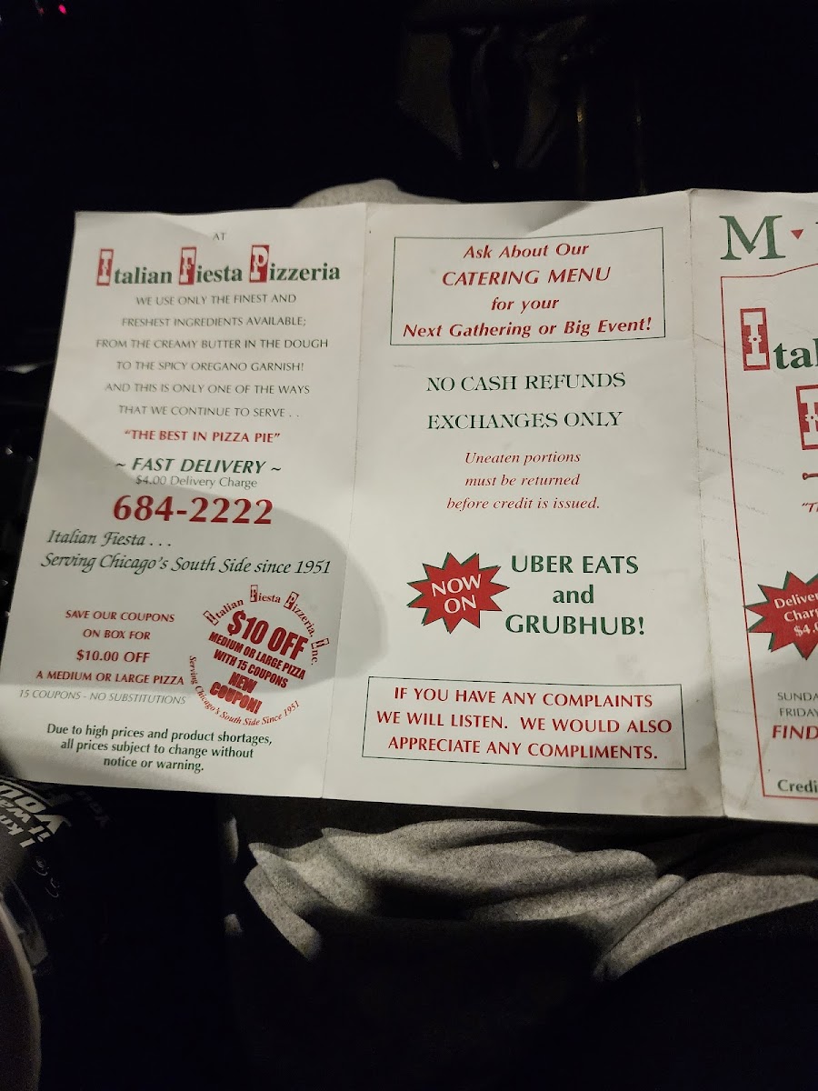 Italian Fiesta Pizzeria Menu - Image 3